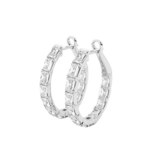Square-Cut Diamond Hoop Earrings Front Side Square-Cut Diamond Hoop Earrings Front Side